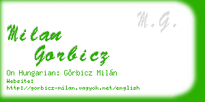 milan gorbicz business card